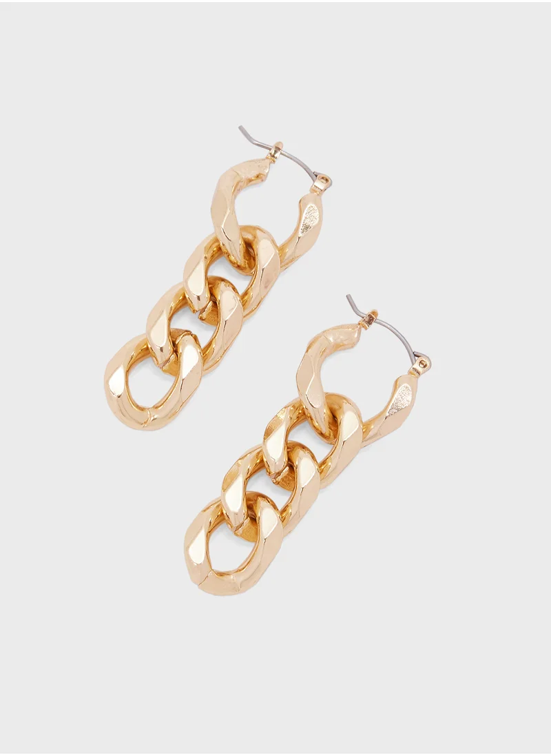 جينجر Chunky Chain Drop Earrings