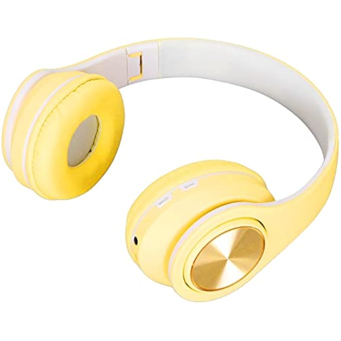 rayihni CAT EAR PC GAMING HEADSET, NOISE REDUCTION WIRELESS GAMING HEADPHONE GLOWING LED LIGHT DEEP BASS FOLDABLE HEADBAND HEADPHONES WITH SOFT EARMUFFS (YELLOW) - Image 1