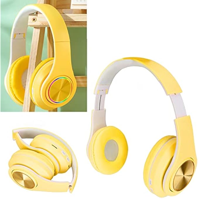 rayihni CAT EAR PC GAMING HEADSET, NOISE REDUCTION WIRELESS GAMING HEADPHONE GLOWING LED LIGHT DEEP BASS FOLDABLE HEADBAND HEADPHONES WITH SOFT EARMUFFS (YELLOW) - Image 2