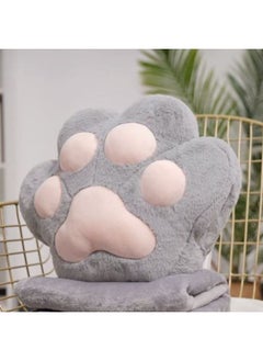 Bear's Paw Hand-warming Pillow Blanket Can Be Inserted Into The Quilt Dual-purpose Office Nap Artifact Multi-functional Cushion Three-in-one-Color:Gray-e8p With Blanket 40*35cm