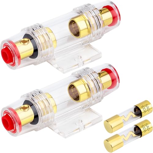 Petutu 2 Packs Fuse Holders with 100A AGU5AG Fuses 48 Gauge AWG inLine Car Amp Fuse Block Kit for Car Audio Subwoofer Alarm Compressor Amplifier - Image 1
