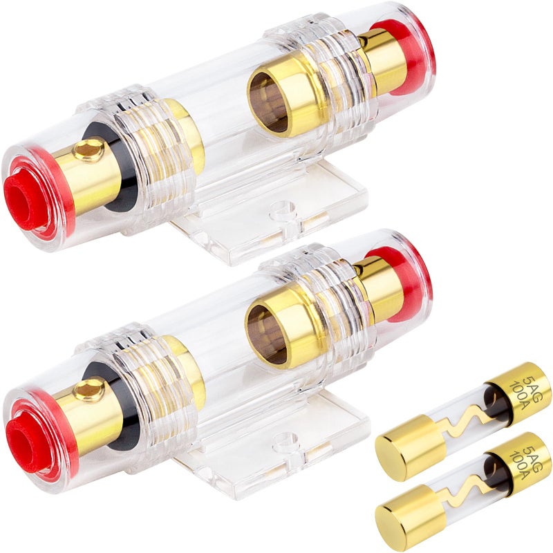 Petutu 2 Packs Fuse Holders with 100A AGU5AG Fuses 48 Gauge AWG inLine Car Amp Fuse Block Kit for Car Audio Subwoofer Alarm Compressor Amplifier - Image 3