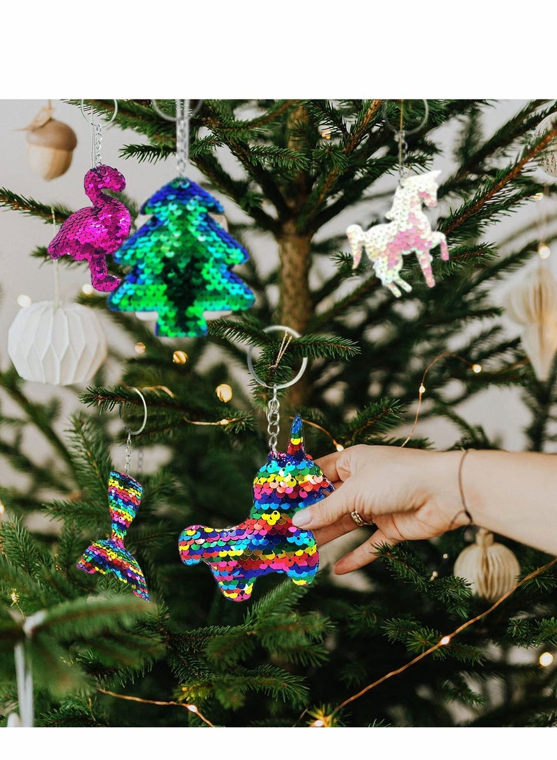 Colorful Sequin Keychains, Girls Keyrings Party Bags Fillers, Colorful Reversible Sequins, Birthday Party Gifts Supplies,for Kids & Adults Birthday Favors Backpack Accessories (20 pcs)