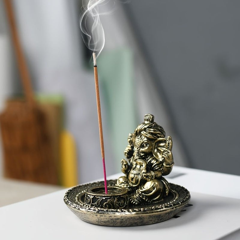 Golden 20316 Ganesha Incense Holder Oriental Art Decor for Home Office Yoga Studio - Image 3