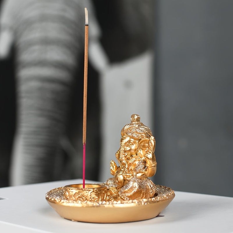 Golden 20316 Ganesha Incense Holder Oriental Art Decor for Home Office Yoga Studio - Image 4