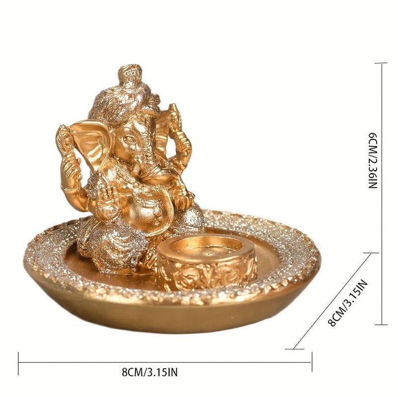 Golden 20316 Ganesha Incense Holder Oriental Art Decor for Home Office Yoga Studio - Image 2