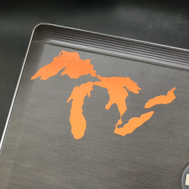 Nudge Printing Great Lakes Sticker Michigan Car Decal Premium Heavy-Duty Waterproof Vinyl for Bumpers, Windows, Laptops, Water Bottles or Coolers (Orange, 4.75" Wide) - Image 2
