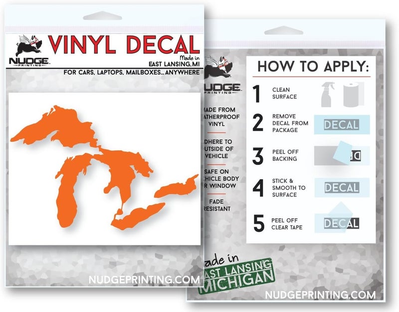 Nudge Printing Great Lakes Sticker Michigan Car Decal Premium Heavy-Duty Waterproof Vinyl for Bumpers, Windows, Laptops, Water Bottles or Coolers (Orange, 4.75" Wide) - Image 4