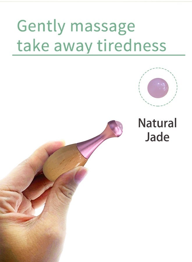 Eye Roller 2-in-1 Design Eye Cream Applicator and Natural Jade Roller, Eye Cream Massage Sticks, Face Massager Tool for Puffiness, Eye Bags, Eye Muscle Ache, 7cm (L) - Image 2