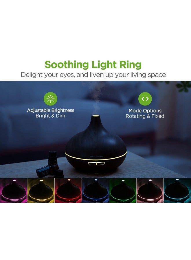InnoGear Aromatherapy Diffuser & 10 Essential Oils Set 400Ml Diffuser Ultrasonic Diffuser Cool Mist Humidifier With 4 Timers 7 Colors Light Waterless Auto Off For Large Room Office Dark Wood Grain - Image 3