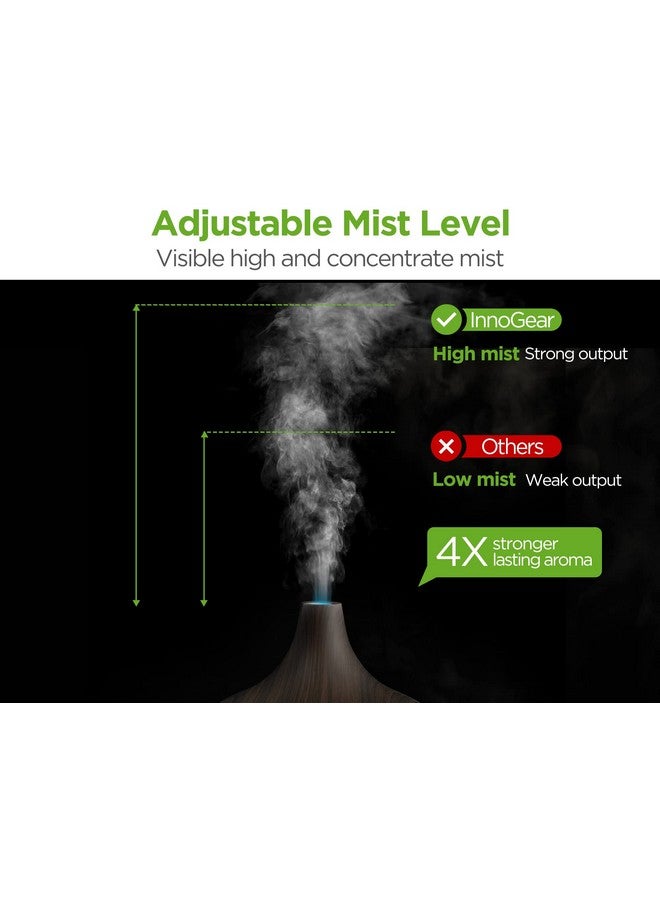 InnoGear Aromatherapy Diffuser & 10 Essential Oils Set 400Ml Diffuser Ultrasonic Diffuser Cool Mist Humidifier With 4 Timers 7 Colors Light Waterless Auto Off For Large Room Office Dark Wood Grain - Image 2