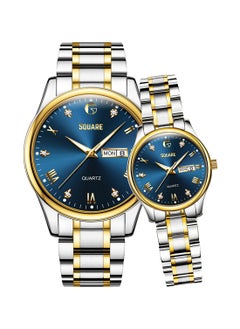 Gsquare Analog Quartz Blue Dial Stainless Steel Couple Set Watch - 5563  - Image 1
