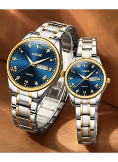 Gsquare Analog Quartz Blue Dial Stainless Steel Couple Set Watch - 5563  - Image 4