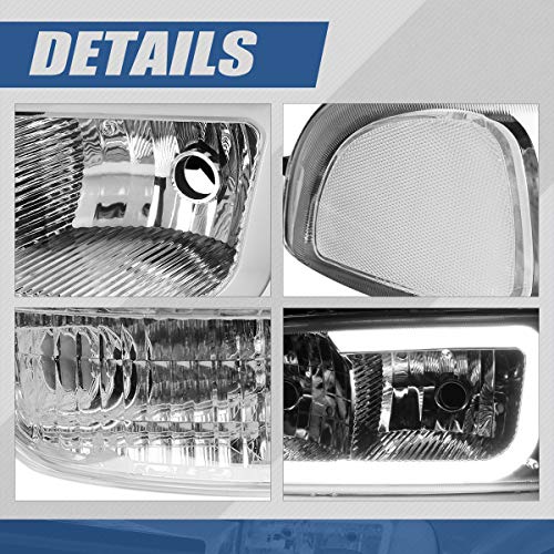 Auto Dynasty مجموعة مصابيح LED DRL الأمامية والمصابيح الأمامية من Auto Dynasty 4 قطع متوافقة مع GMC Sierra Yukon XL GMT800 99-07، جانب السائق والراكب، هيكل كروم وزاوية واضحة - Image 4