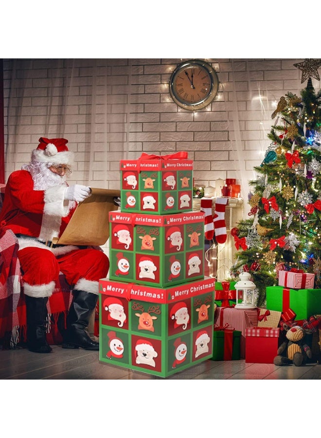 3-piece gift box set gift packaging box suitable for New Year packaging gifts and decorations Christmas (lattice gift box) - Image 4