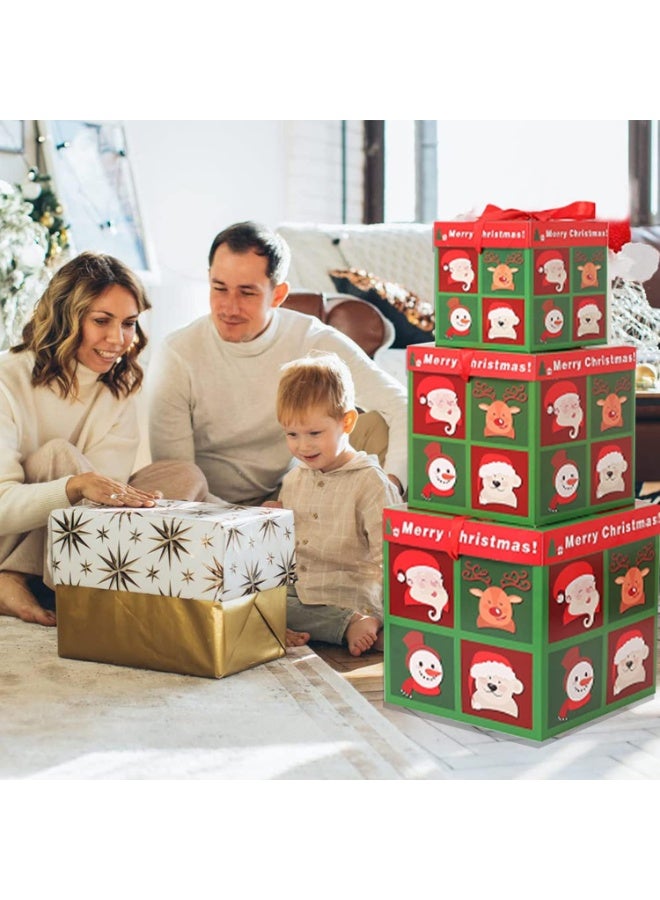 3-piece gift box set gift packaging box suitable for New Year packaging gifts and decorations Christmas (lattice gift box) - Image 3