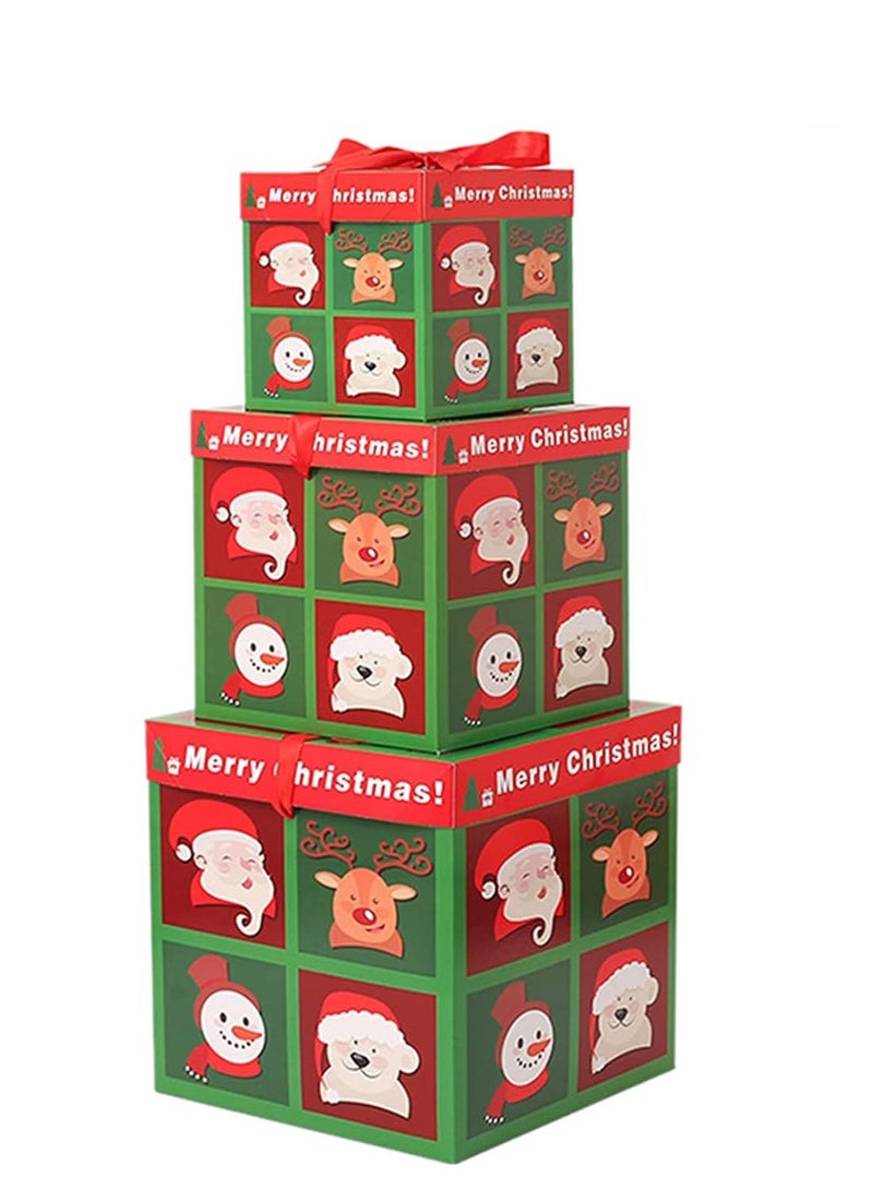 3-piece gift box set gift packaging box suitable for New Year packaging gifts and decorations Christmas (lattice gift box) - Image 1