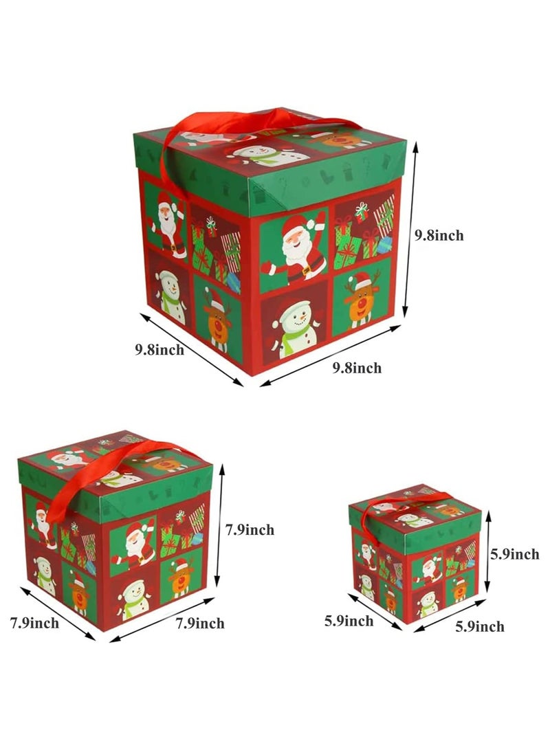 3-piece gift box set gift packaging box suitable for New Year packaging gifts and decorations Christmas (lattice gift box) - Image 2