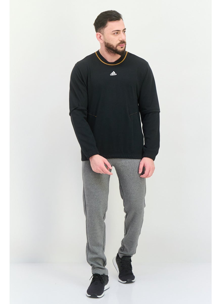 Adidas Men Sportswear Fit Long Sleeves Training Sweatshirts, Black  - Image 4