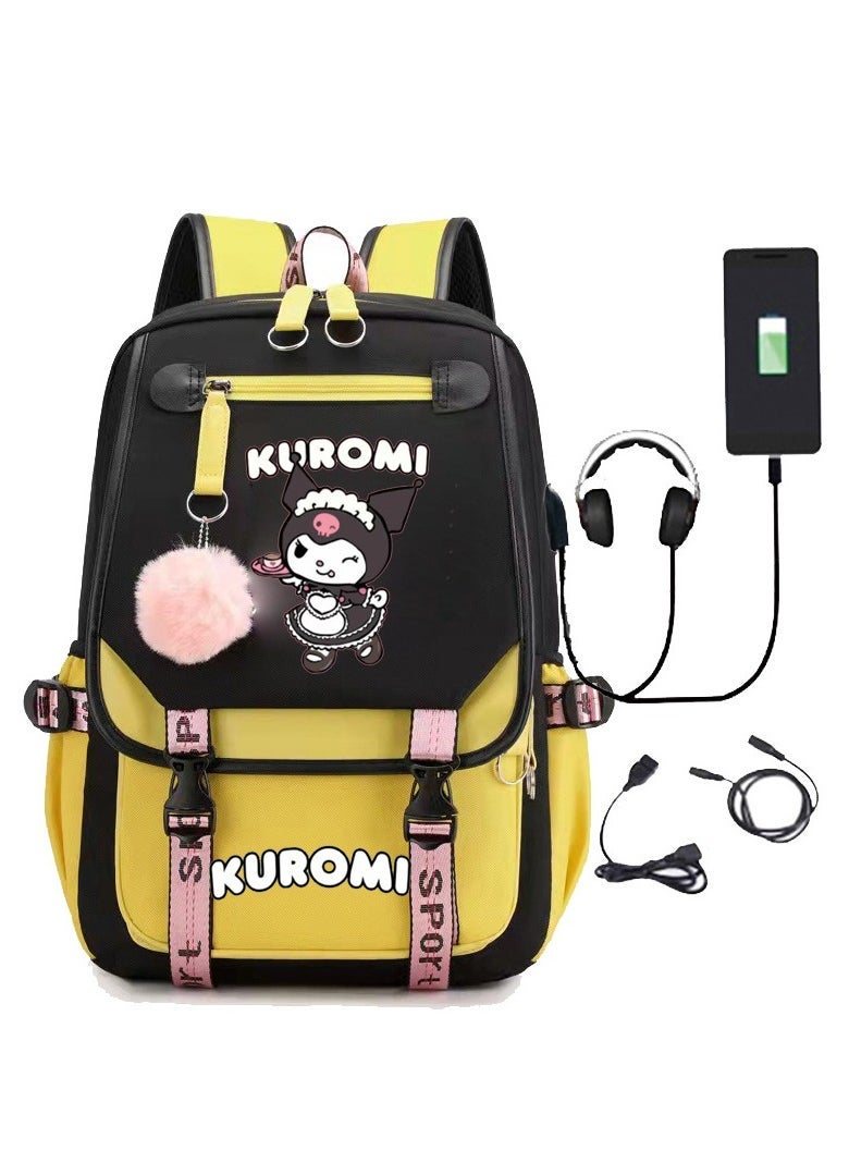 SKT Shiketro Kuromi Co-Branded Backpack For Junior High School Boys And Girls, Large Capacity Korean Version Casual Backpack 29*46*16cm