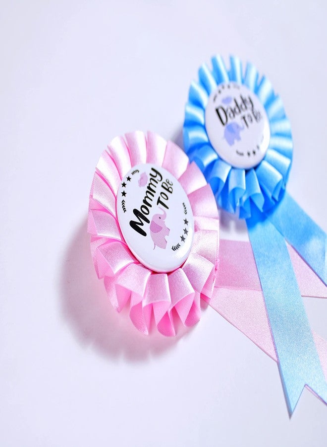 PATICARRY Elephant Themed Tinplate Badge Set, Light Pink and Blue Satin, Perfect for Baby Shower - Image 2