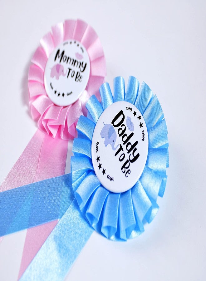 PATICARRY Elephant Themed Tinplate Badge Set, Light Pink and Blue Satin, Perfect for Baby Shower - Image 3