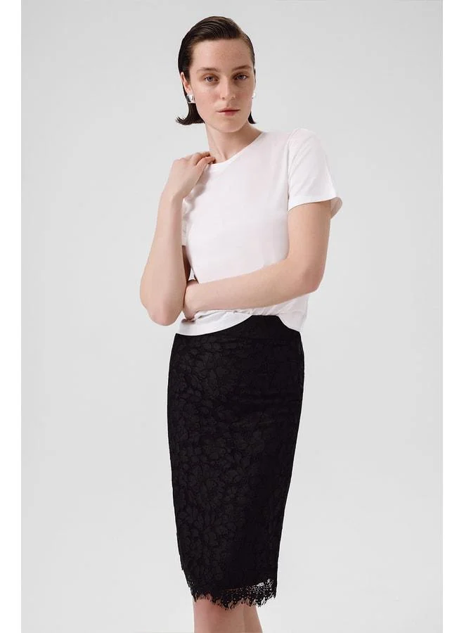Mısırlı 1951 Black Lace Midi Skirt.