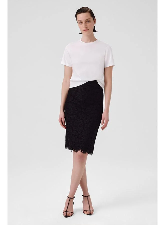 Mısırlı 1951 Black Lace Midi Skirt.