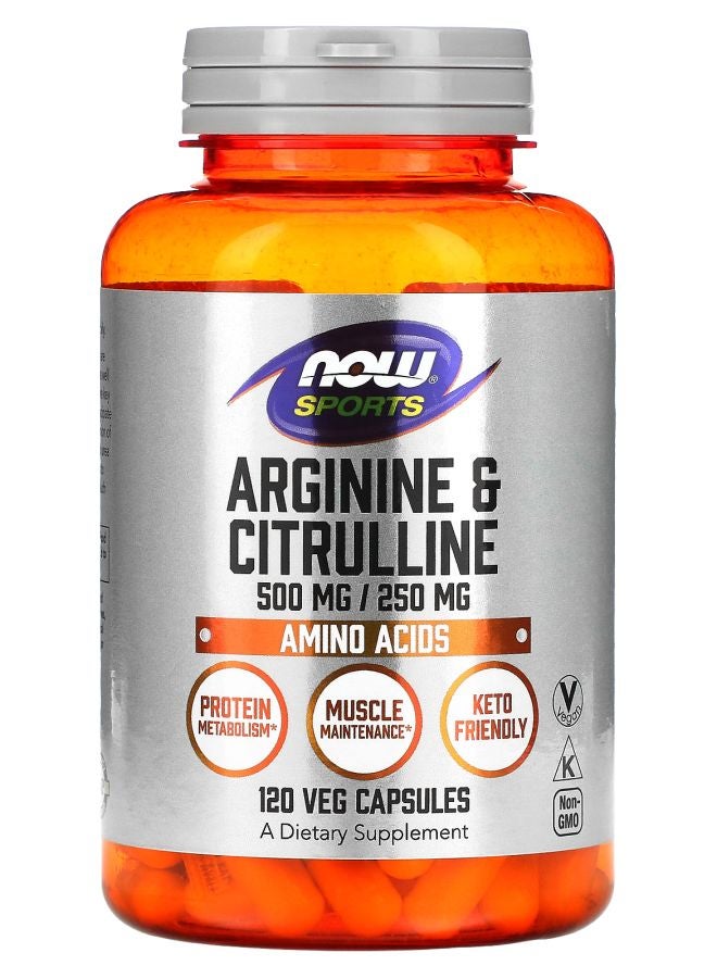 now Sports Arginine & Citrulline 120 Veg Capsules