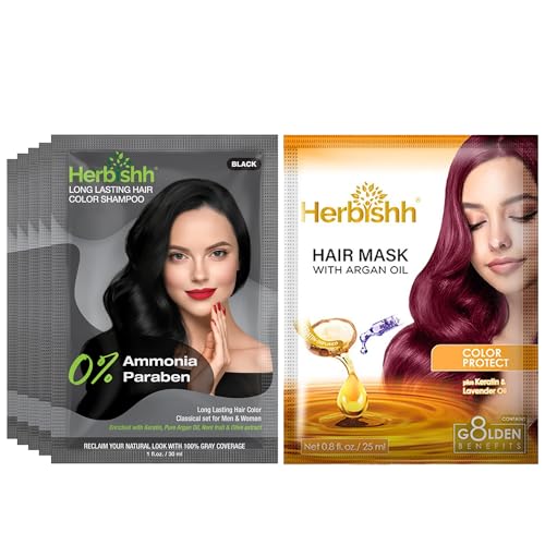 Herbishh Black Shampoo for Gray Hair Hair Dye Shampoo 3 in 1 100 Grey Coverage Instant Permanent Shampoo for Men Women Longlasting Travelfriendly Ammoniafree 30 ml Pack of 5 - Image 1