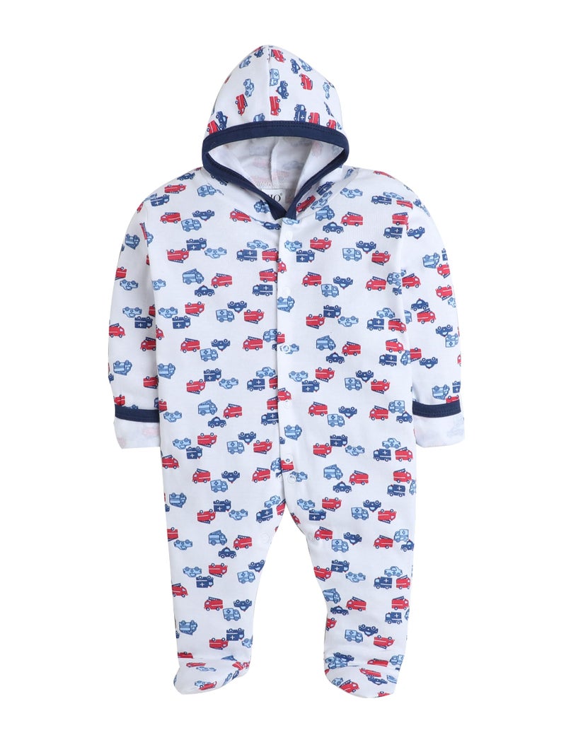 EIO 100% Cotton Hooded Rompers/Sleep Suits/Jumpsuit/Night Suits For Baby Boys & Girls, Infants, New Born Combo Pack, 0-3 Months, Black - Image 2