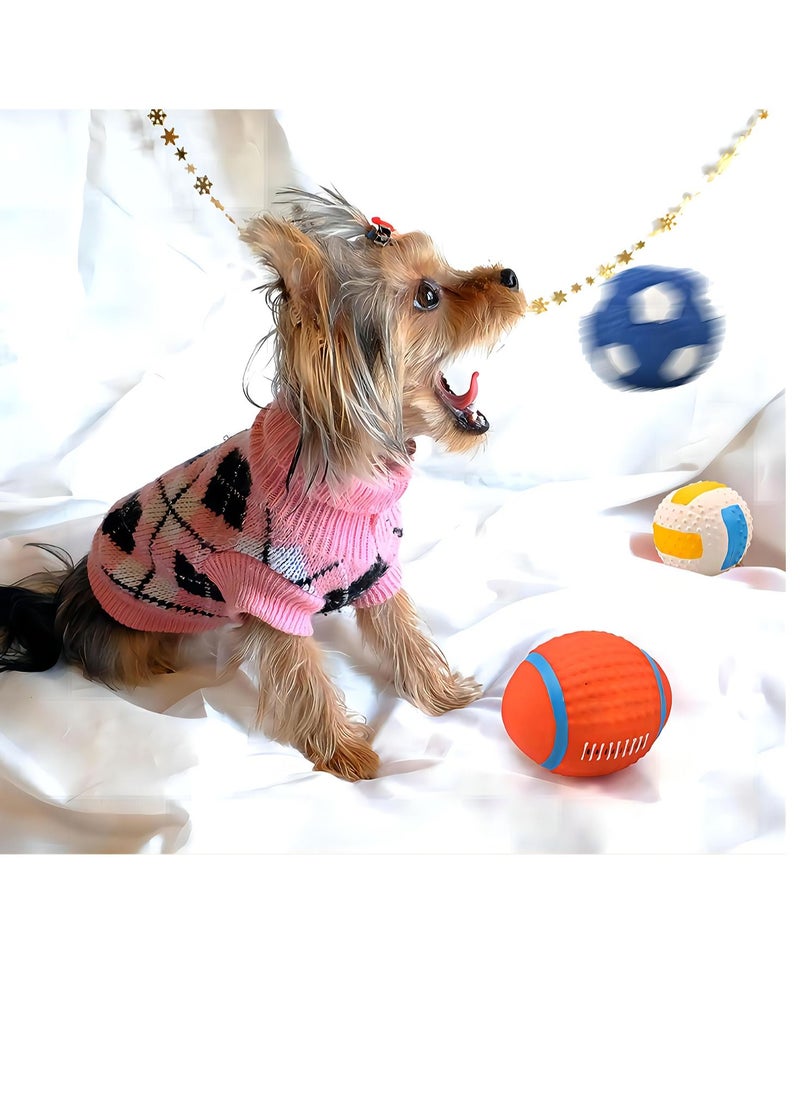 SYOSI Dog Ball Toy, Dog Chew Toys Pet Squeaky Toys with Crinkle Paper, Interactive, Chewing, and Durable Toys for Puppy Dogs and Medium Dogs Ball Orange  - Image 2