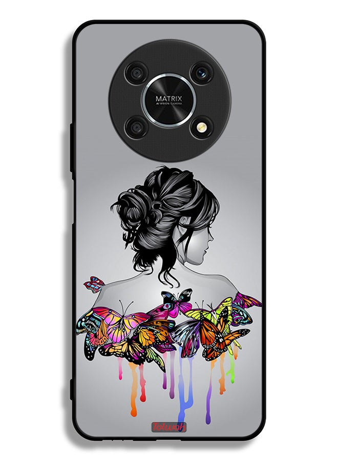 Tolwak Honor X9 5G Protective Case Cover Butterflies And Girl Abstract Art - Image 2