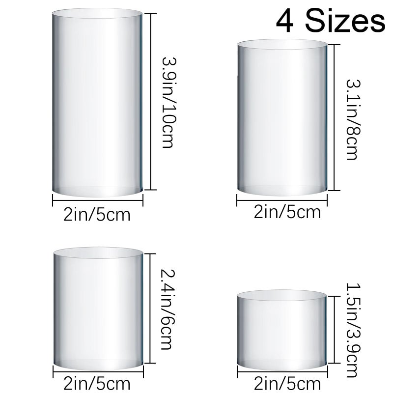 Hacaroa 4 Pcs Acrylic Cylinder Risers Display Stand, Clear Polished Round Display Blocks Transparent Photo Props, Mini Solid Pedestal Base for Jewelry, Perfumes, Figurines, 4 Sizes - Image 2
