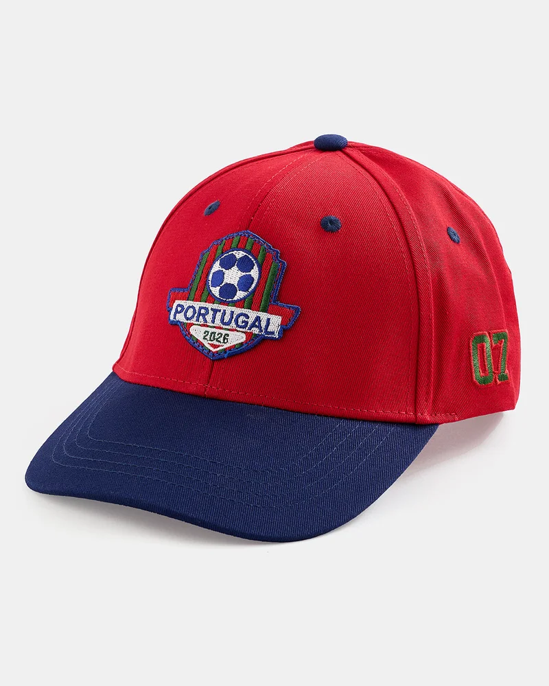 REDTAG Men Red and Navy Portugal Fan Cap