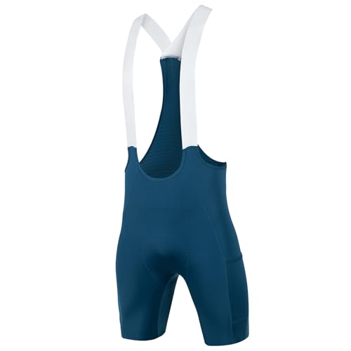 Santic Men's Cycling Bibs Shorts Cycle Wear Tights 4D Padded Bike Bicycle Shorts with Pocket Blue - Image 1