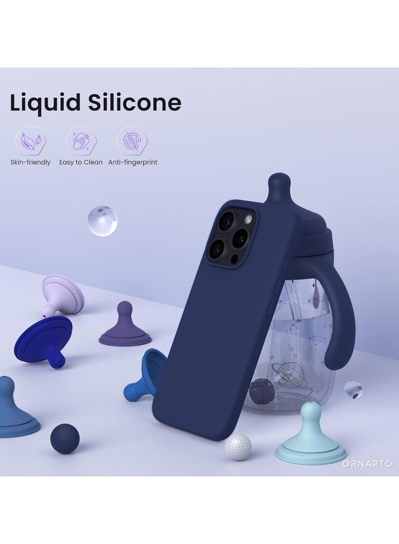 Delivus Iphone 16 Pro Max, Navy Blue Silicone Case - Silky Soft Touch with Grade Drop Protection - Anti-Scratch Microfiber Lining - Shockproof Protective Phone Case Slim Thin Cover - Image 3