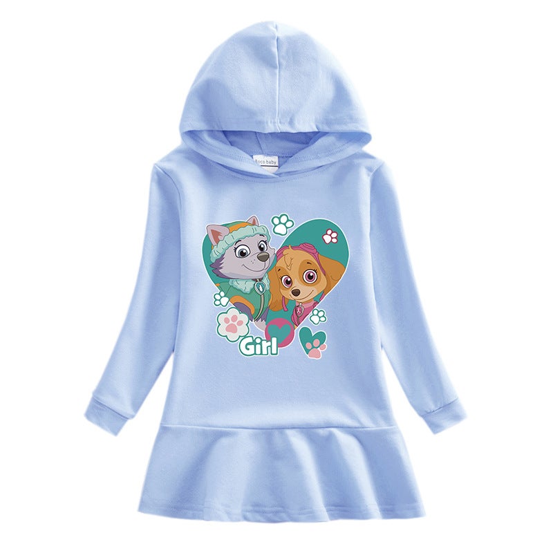 2023 New Children'S Hooded Sweatshirt Dress Cartoon Girl Baby Casual Western Style Dress - Image 5