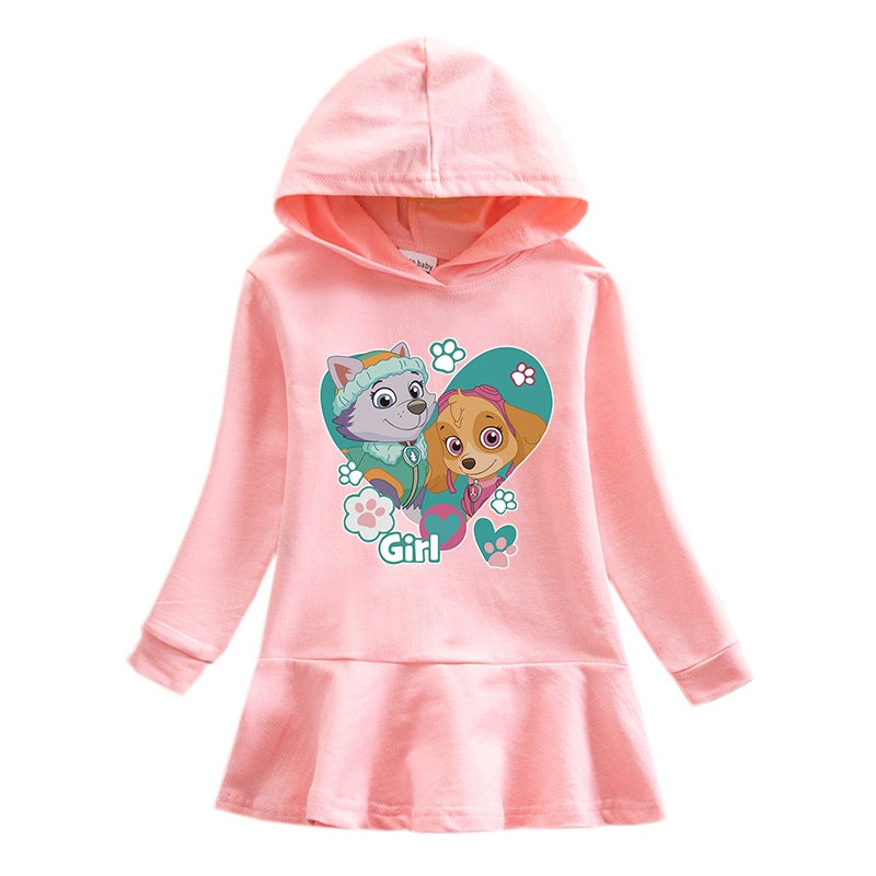 2023 New Children'S Hooded Sweatshirt Dress Cartoon Girl Baby Casual Western Style Dress - Image 2