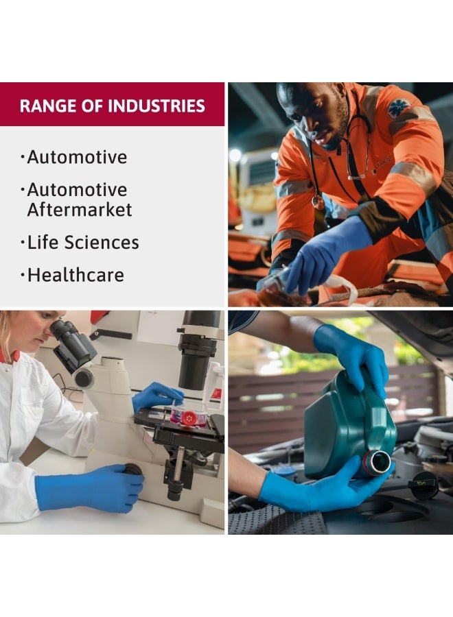 Ansell MICROFLEX SafeGrip SG-375 Extra Thick Disposable Latex Gloves for Life Sciences, Automotive w/Textured Fingertips - Med, Blue (Box of 50) - Image 2