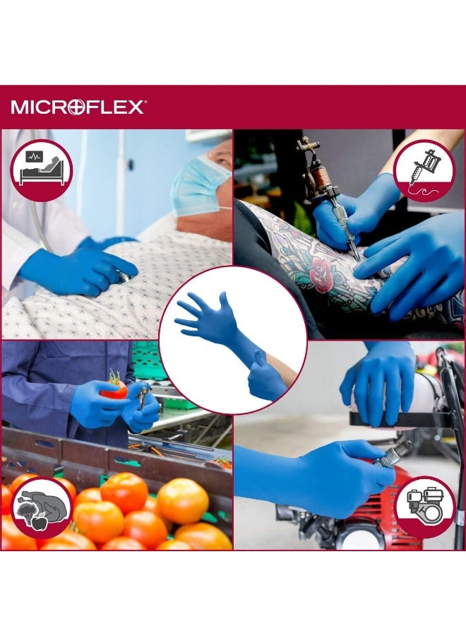 Ansell MICROFLEX SafeGrip SG-375 Extra Thick Disposable Latex Gloves for Life Sciences, Automotive w/Textured Fingertips - Med, Blue (Box of 50) - Image 1