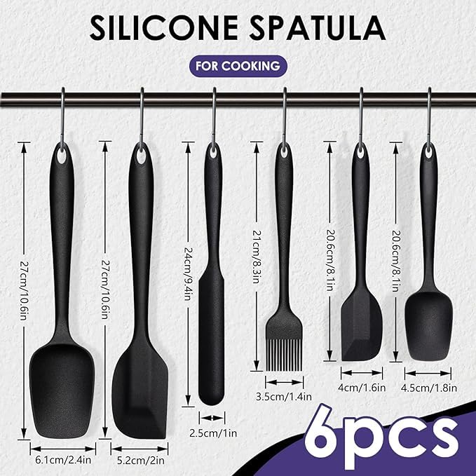 Shoping now Silicone Spatula Set 6PCS Heat Resistant Spatulas for Cooking Food Grade Silicone Rubber Spatula Set for Baking Non Stick Dishwasher Safe BPAFree - Image 2