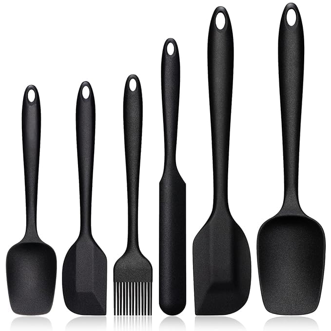 Shoping now Silicone Spatula Set 6PCS Heat Resistant Spatulas for Cooking Food Grade Silicone Rubber Spatula Set for Baking Non Stick Dishwasher Safe BPAFree - Image 1