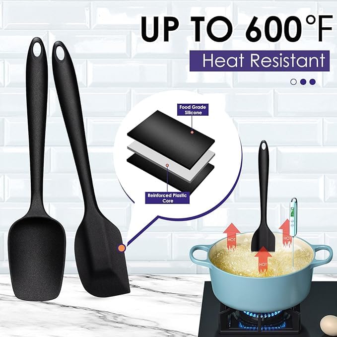 Shoping now Silicone Spatula Set 6PCS Heat Resistant Spatulas for Cooking Food Grade Silicone Rubber Spatula Set for Baking Non Stick Dishwasher Safe BPAFree - Image 3