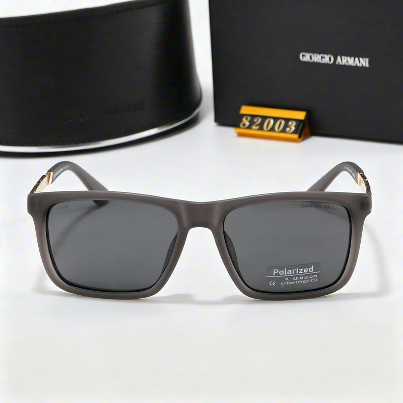Armani Classic Design Men's Ax82003su Universal Fit Rectangular Sunglasses Black Frame Grey Lenses - Image 2