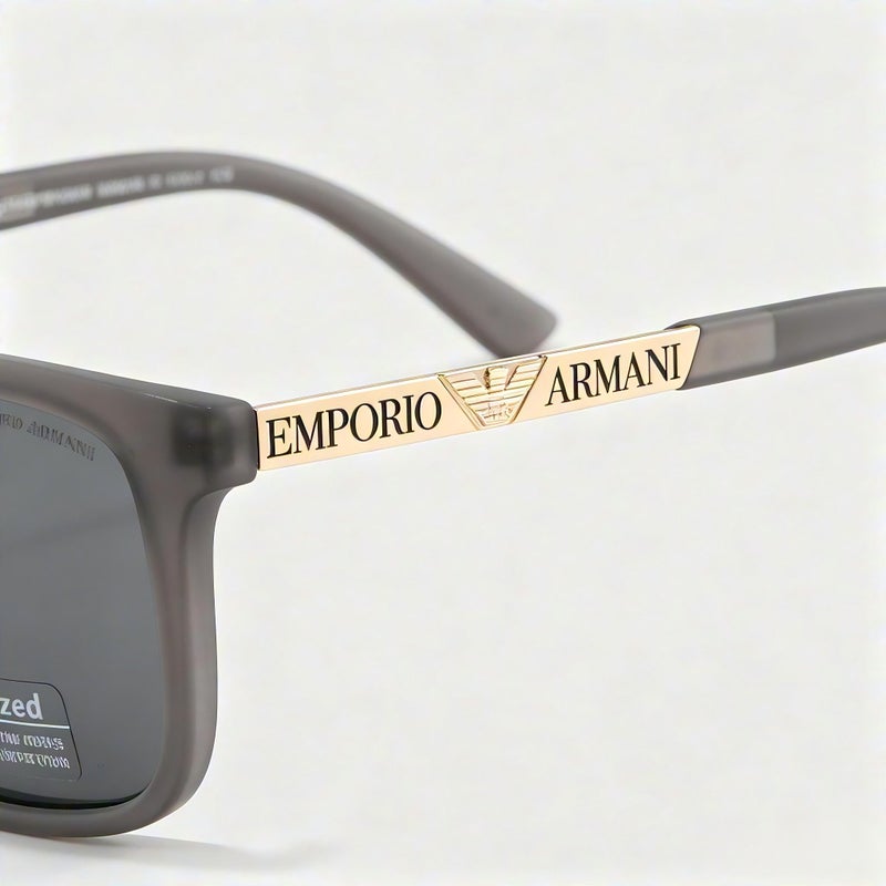 Armani Classic Design Men's Ax82003su Universal Fit Rectangular Sunglasses Black Frame Grey Lenses - Image 4