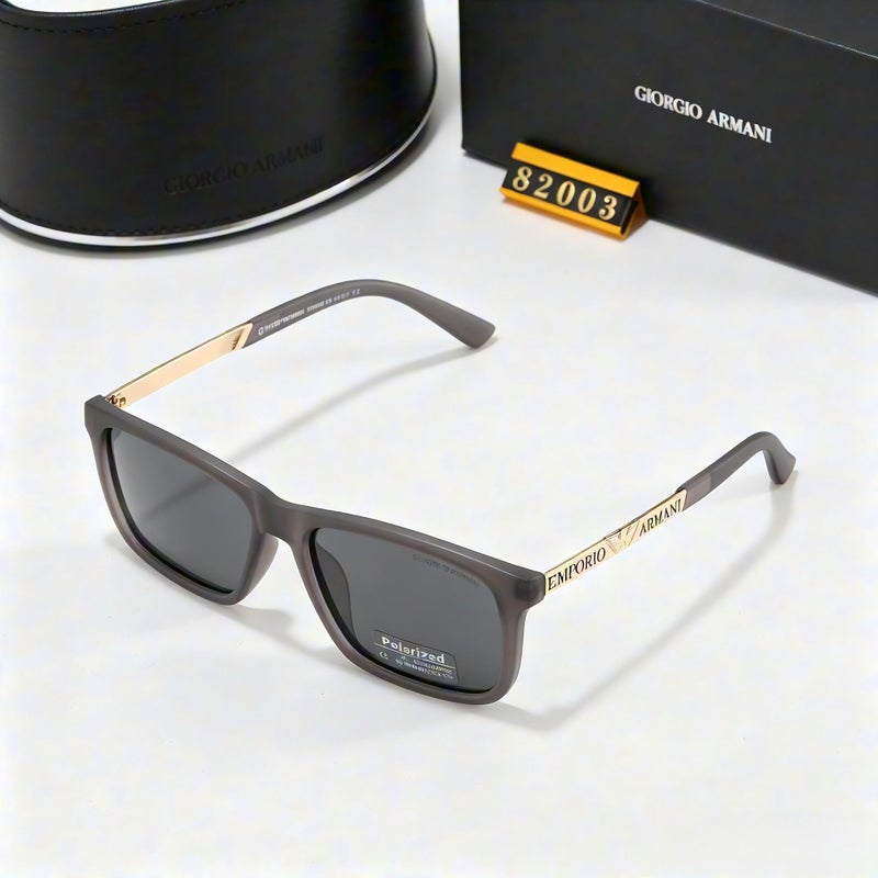 Armani Classic Design Men's Ax82003su Universal Fit Rectangular Sunglasses Black Frame Grey Lenses - Image 3