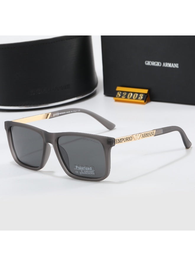 Armani Classic Design Men's Ax82003su Universal Fit Rectangular Sunglasses Black Frame Grey Lenses - Image 1