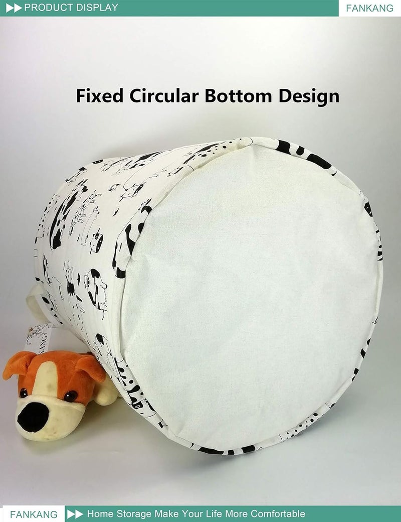 FANKANG Storage Basket, Nursery Hamper Canvas Laundry Basket Foldable with Waterproof PE Coating Large Storage Baskets for Kids Boys and Girls, Office, Bedroom, Clothes,Toys（Cows） - Image 5