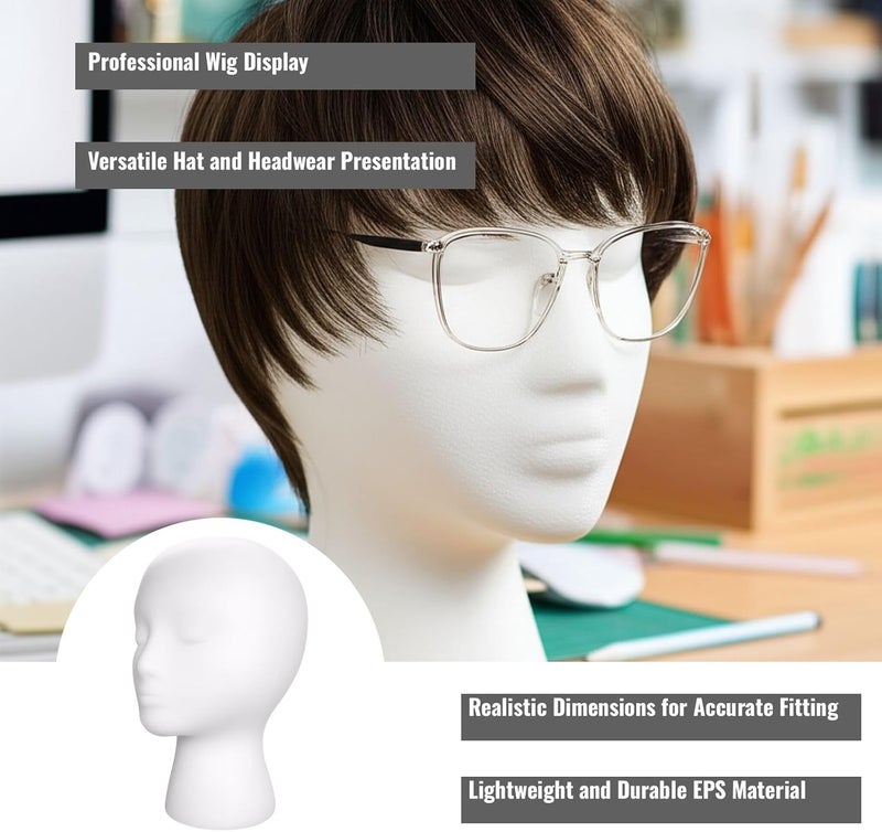 Foam Mannequin Head for Wigs Hats and Eyewear Display Professional Grade Styrofoam Stand with Realistic Proportions - Image 2